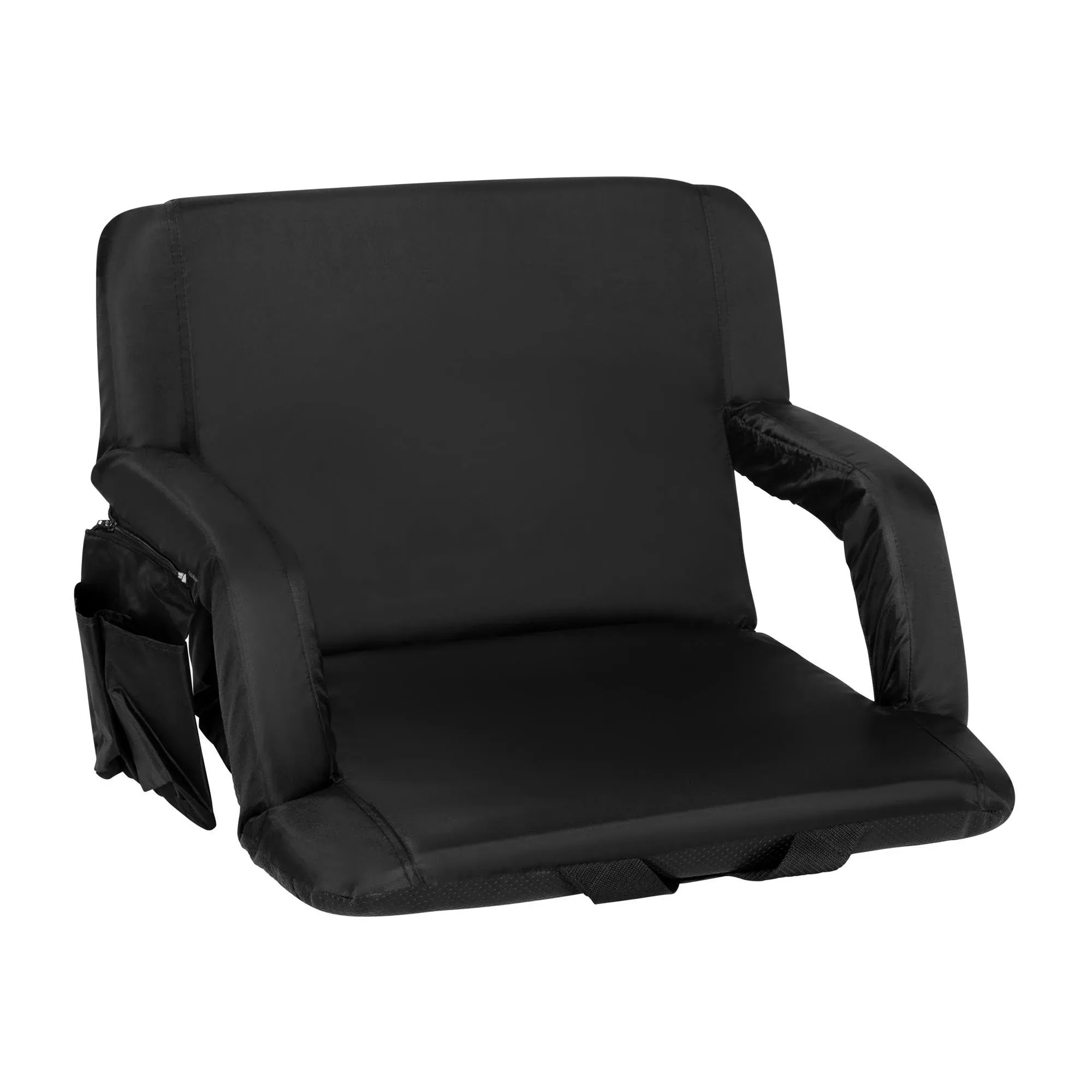 Emma + Oliver Extra Wide Portable Stadium Chair with Black Reclining Padded Back ...