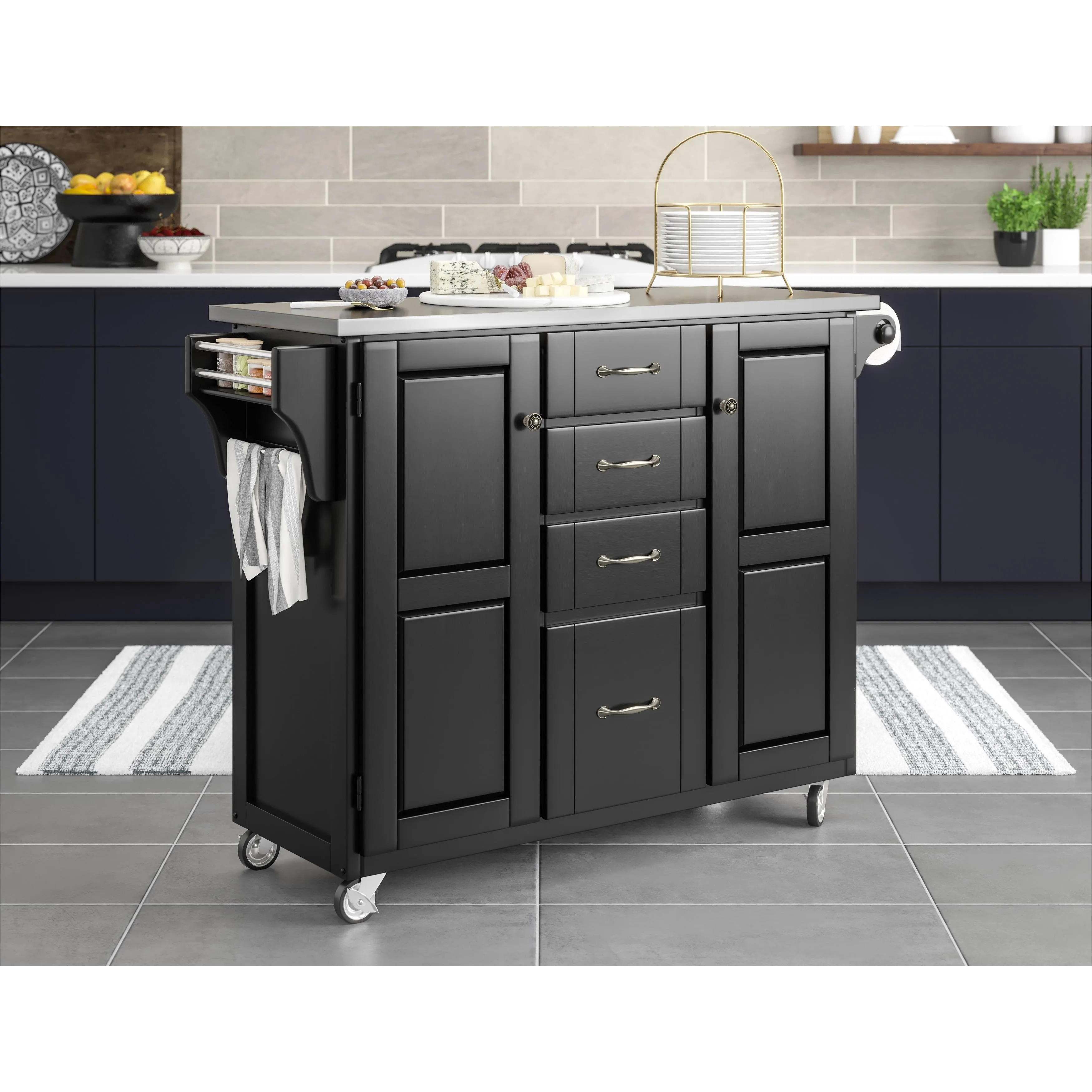 Create-a-Cart Black Kitchen Cart