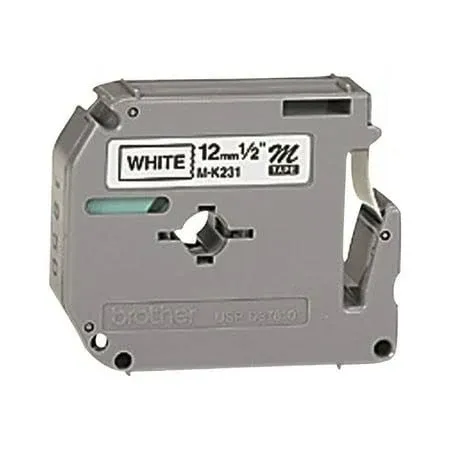 Brother MK231 Label Tape, 12mm, Black on White