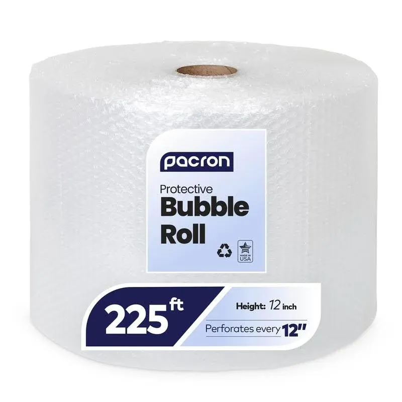 Protective Bubble Cushioning Wrap Roll - 225FTx12IN Multipurpose Clear Bubble Roll for Packing, Scratch Resistant - 3/16 Dense Bubble Packing Wrap for Moving and Shipping, Perforated Every 12IN