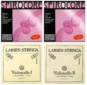 Cello Strings 4/4 Set Larsen Medium A+D, Spirocore Tungsten G+C