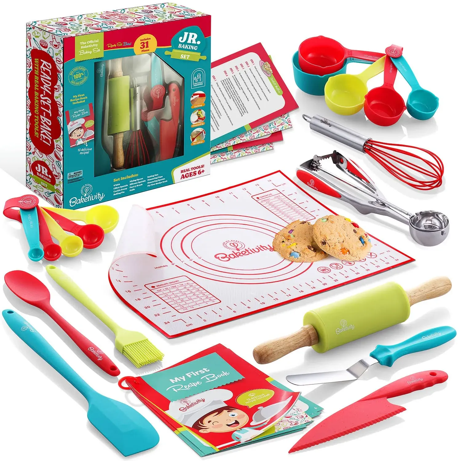 Kids Cooking &amp; Baking Set with Kids Knife &amp; Real Cooking Utensils 31 Pcs