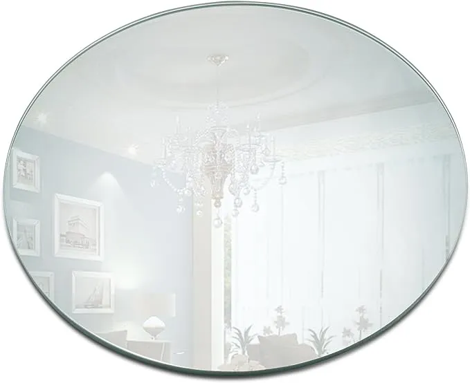 8 Inch Round Mirror Plate, Set of 12 - 1.5mm Thick Glass Plate Mirror Tiles w/ Smooth Edges - Perfect Candle Wedding Centerpiece Table Decorations, Home Accent Wall Decor, & More - PARNOO