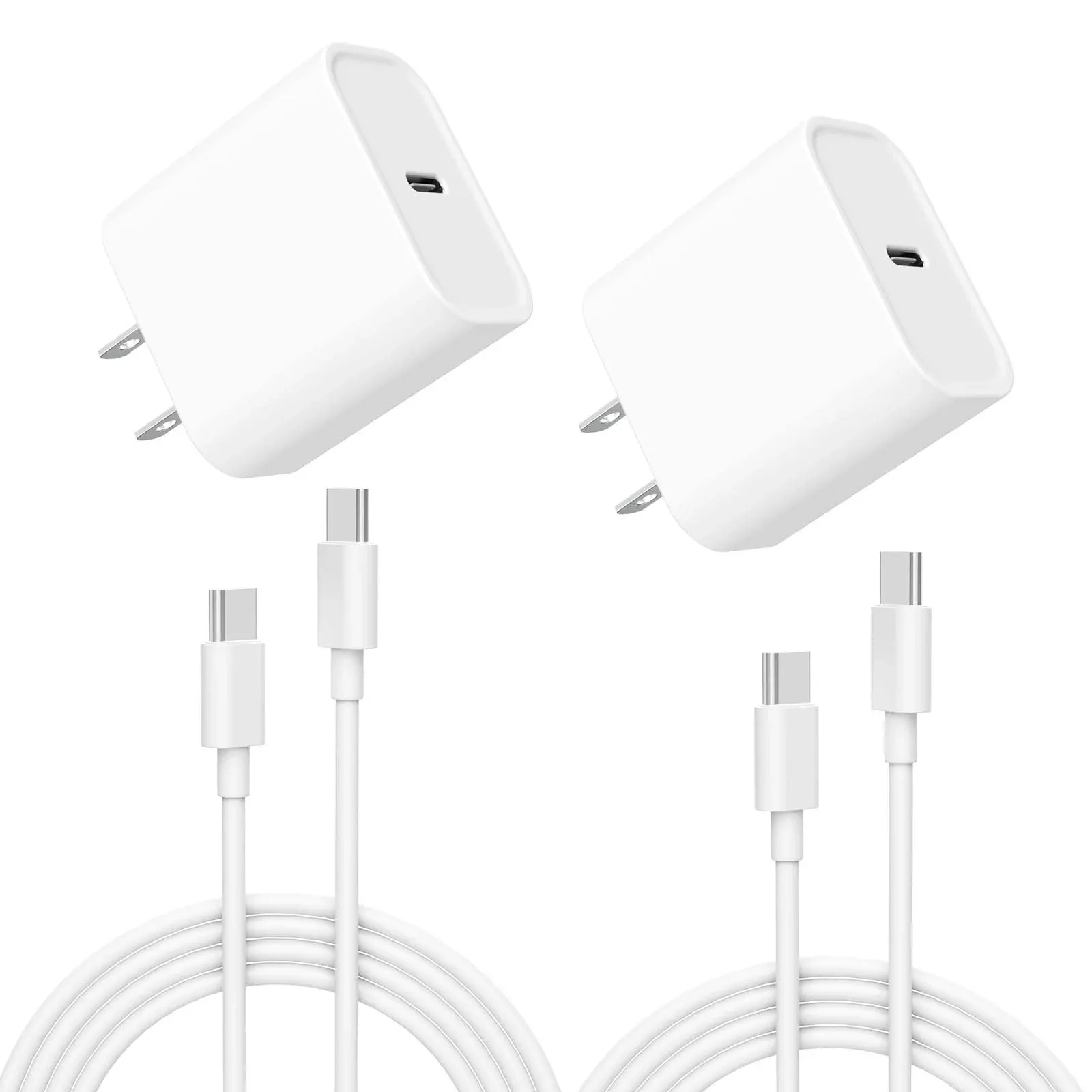 iPhone Charger, 2 Pack 20W USB C Fast Wall Charger Block with 2 Pack 6 FT USB-C to C Cable for iPhone 16 15/15 Plus/15 Pro/15 Pro Max/iPad Pro/Air/Mini, Galaxy, AirPods Pro