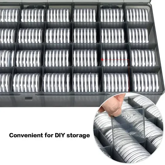 168 Pieces 46mm Coin Capsules with Foam Gasket and Plastic Storage Organizer Box ...