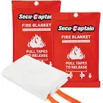 SecuCaptain Emergency Fire Blanket for Home and Kitchen - 2 Pack 40"x40" Flame Suppression Fiberglass Fire Blankets for House Camping Car Office Warehouse Emergency Survival Safety