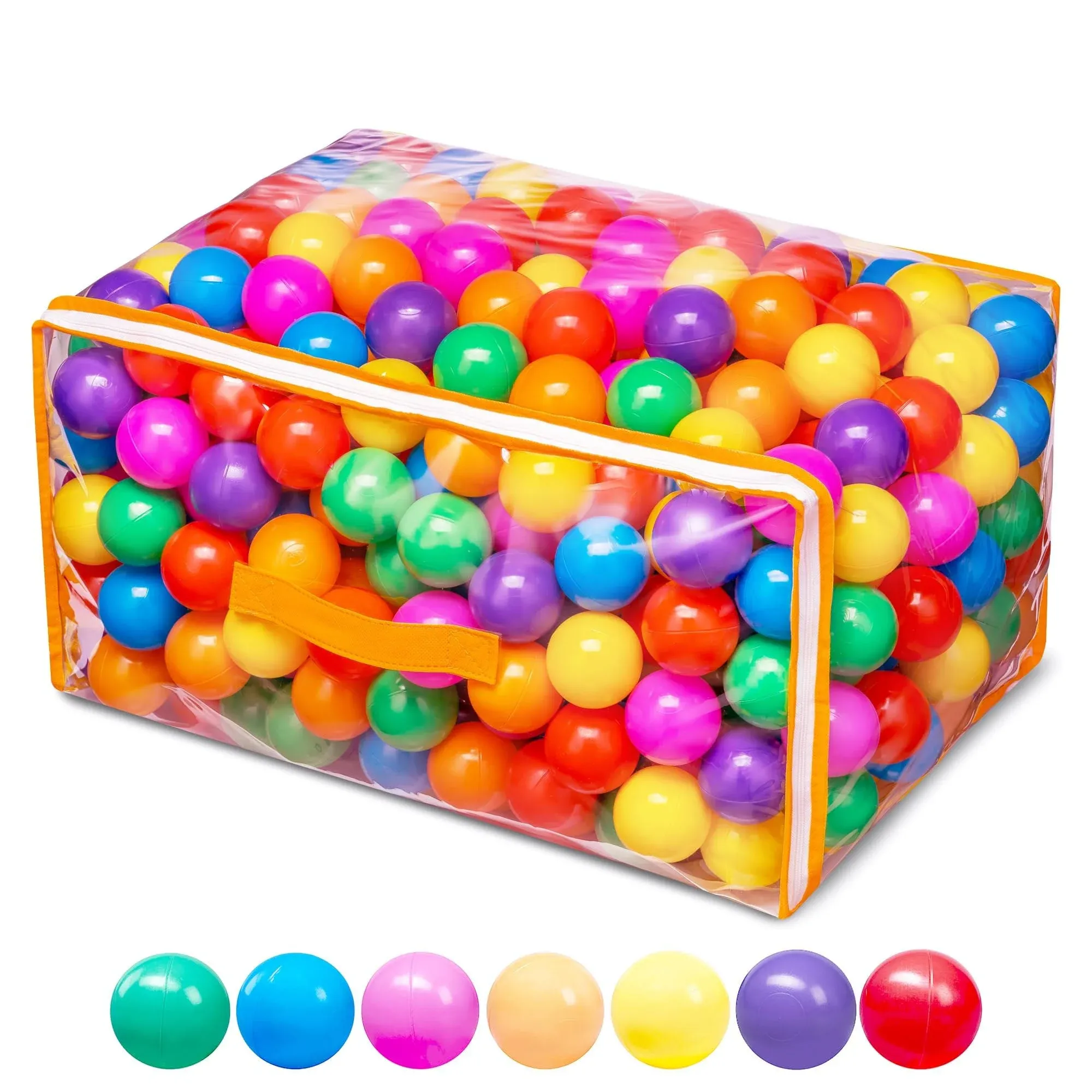 Vanland Ball Pit Balls for Baby and Toddler Phthalate Free BPA Free Crush Proof Plastic - 7 Bright Colors in Reusable Play Toys for Kids with Storage Bag