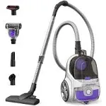 Aspiron Canister Vacuum Cleaner, 24Kpa Bagless Vacuum Cleaner, 3.7QT Large Dust Cup, Double HEPA Filter, Retractable Cord, 1200W Lightweight Vacuum Cleaner with 5 Tools for Hard Floors, Silver