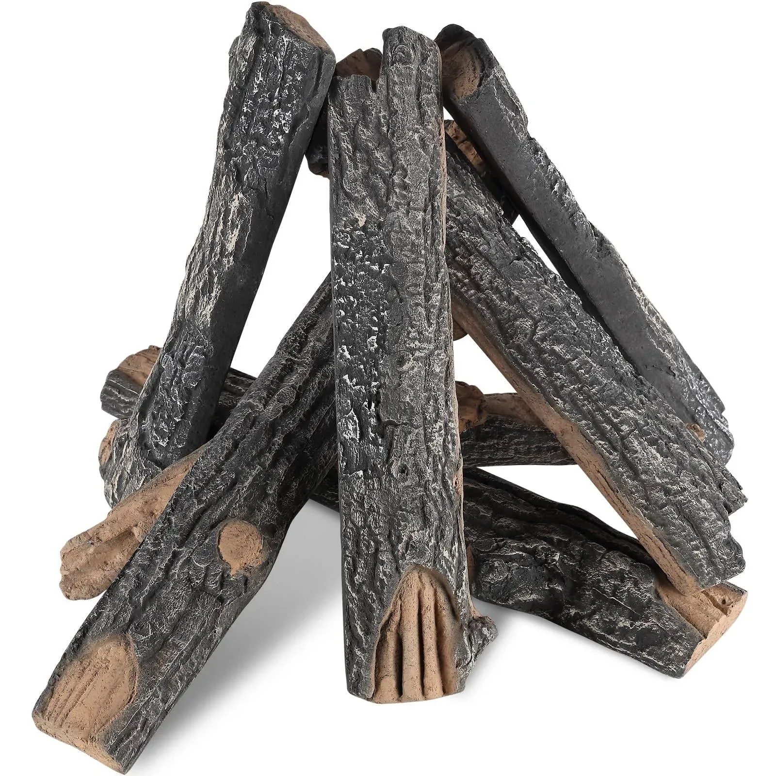 VEVOR 8 Pcs Gas Fireplace Logs Set Ceramic Wood Oak Logs Indoor or Outdoor