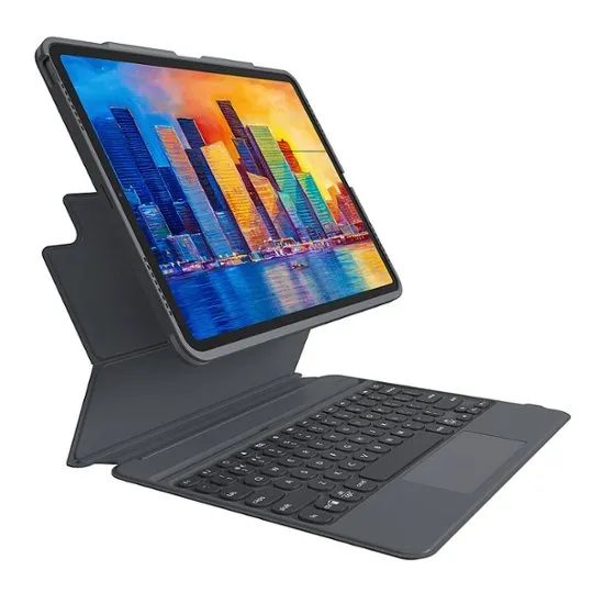 ZAGG Pro Keys Detachable Case & Wireless Keyboard with Trackpad for Apple iPad Pro 12.9 Multi Device Bluetooth Pairing, Backlit Laptop-Style Keys, Apple Pencil Holder, 6.6ft Drop Protection (Charcoal)