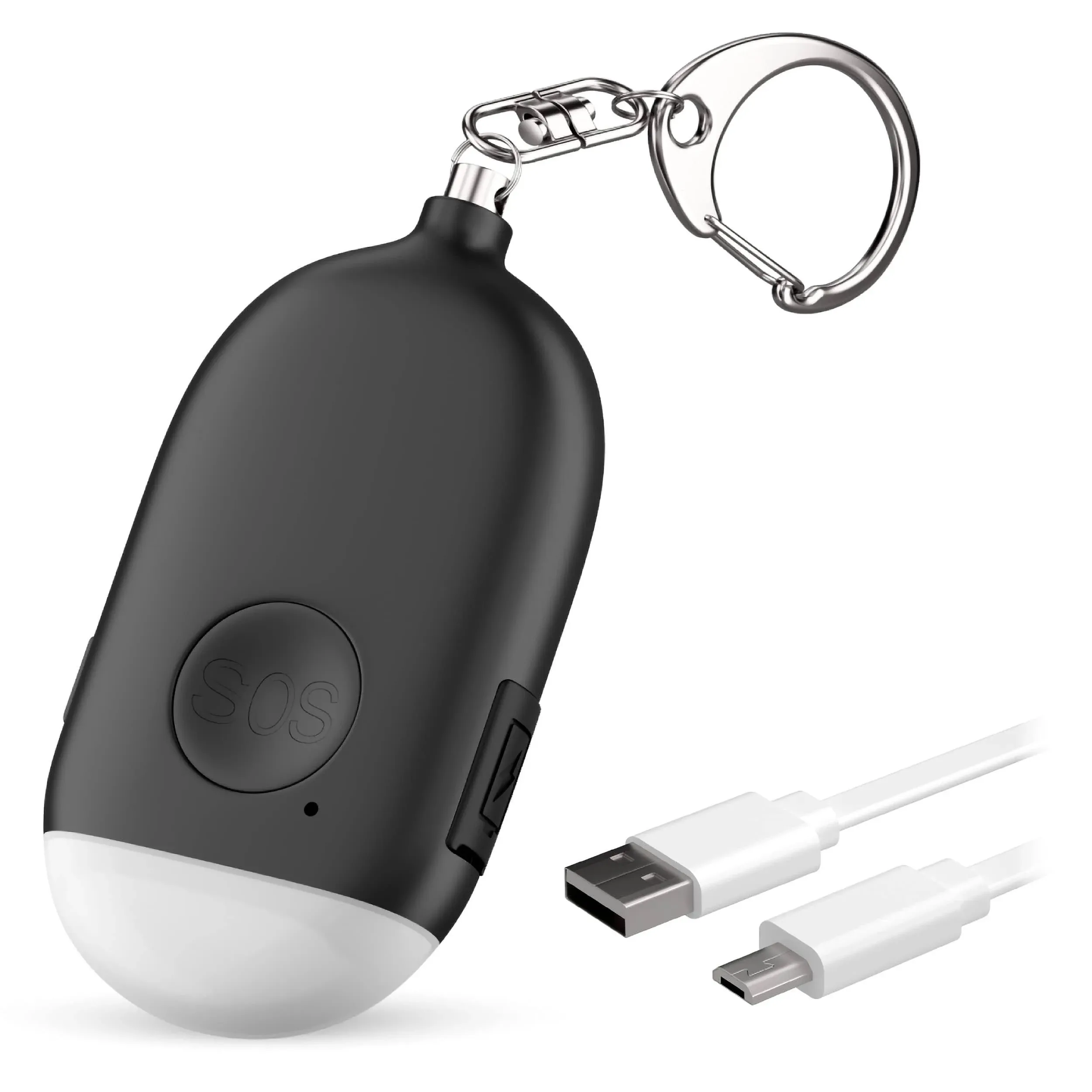 Personal Alarm Keychain for Women Self Defense - USB Rechargeable 130 DB Loud Safety Siren Whistle with LED Light - Panic Button or Pull Pin Alert