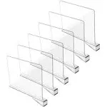 Hmdivor Clear Acrylic Shelf Dividers, Closets Shelf and Closet Separator for Organization in Bedroom, Kitchen and Office Shelves (6 Pack)