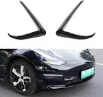 Xotic Tech Front Fog Light Lamp Eyebrow Cover Trim Compatible with Tesla Model 3 2017-2021, 2pcs (Glossy Black)