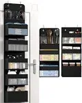 Hioya 6-Shelf Over Door Organizer for RV Bathroom, Toy, Diaper and Bedroom Storage - Wall Mount Back of Door Hanging Organizer (Black)