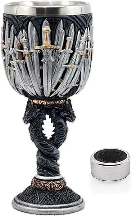 Medieval GOT Swords Chalice Goblet D&D Game Dragon Gifts Iron Throne Chalice Cup Merchandise Drinking Vessel with Wine Drip Ring