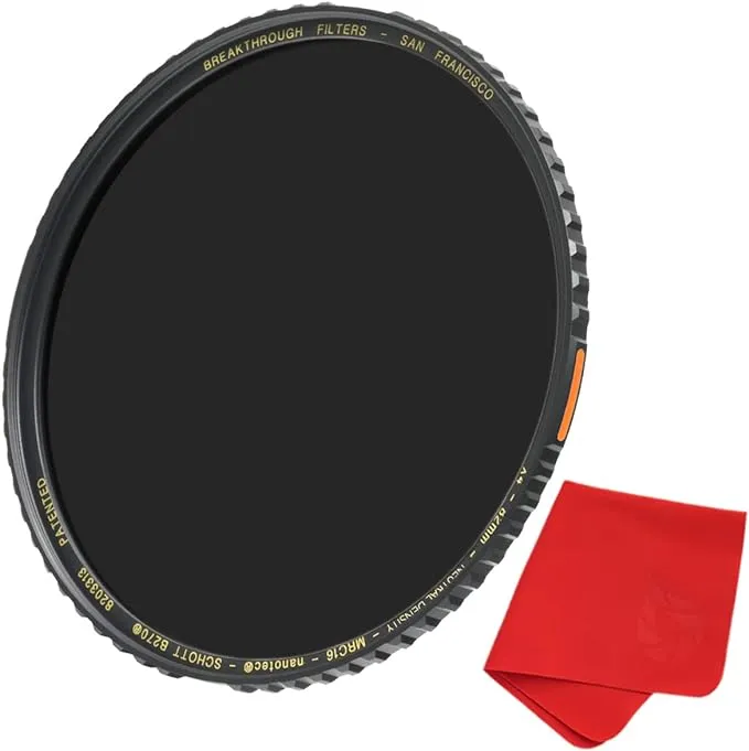 Breakthrough Photography 82mm X4 3-Stop ND Filter for Camera Lenses, Neutral Density Professional Photography Filter with Lens Cloth, MRC16, Schott B270 Glass, Nanotec, Ultra-Slim, Weather-Sealed