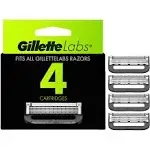 Gillette Labs Mens Razor Blade Refills with Exfoliating Bar Compatible Only with Gillette Labs Razors with Exfoliating Bar and Heated Razor, 4 Razor Blade Cartridges