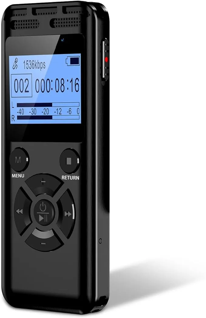 3072KBPS 64GB Digital Voice Recorder, Voice Activated Recorder with Playback, Dictaphone Noise Cancellation with A-B Repeat, Bluetooth Call Mode, Password, Audio Recording Device for Lectures/Meetings