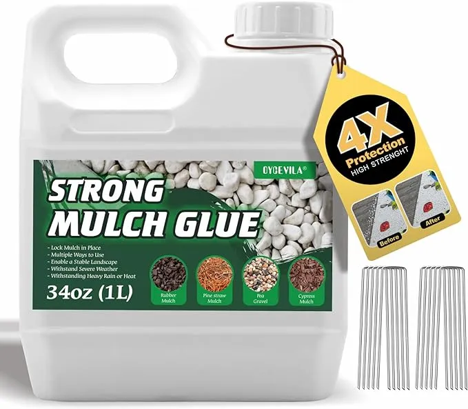 1 Quart Strong Mulch Glue, Clear Mulch Gravel Glue, Quick Dry Gravel Binder Glue, Mulch Lock and Pea Gravel Stabilizer, Non-Toxic Mulch Glue, Mulch