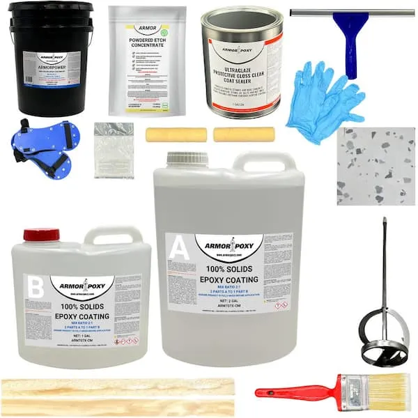 3 gal. Khaki Tan Gloss 2-Part Epoxy Interior LOW VOC Industrial Garage Epoxy Paint Kit