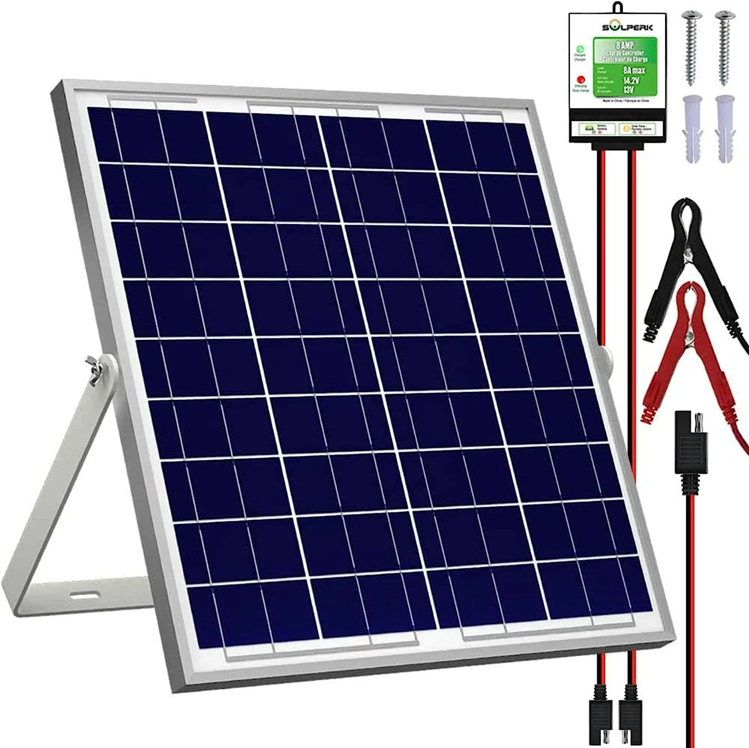 SOLPERK 20W Solar Panel,12V Solar Panel Charger Kit+8A Controller, Suitable for Automotive, Motorcycle, Boat, ATV, Marine, RV, T