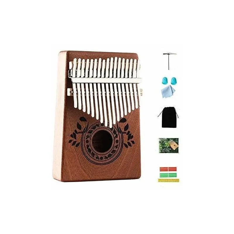 Thumb Piano Kalimba 17 Keys With Study Guide And Tune Hammer, Portable Mbira