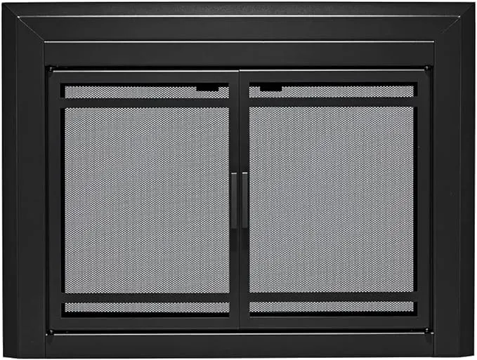 Uniflame Kendall Black Cabinet-Style Fireplace Doors with Smoke Tempered Glass, Small