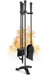 Gtongoko 4 Pcs 30 Inch Black Wrought Iron Large Fire Tool Set