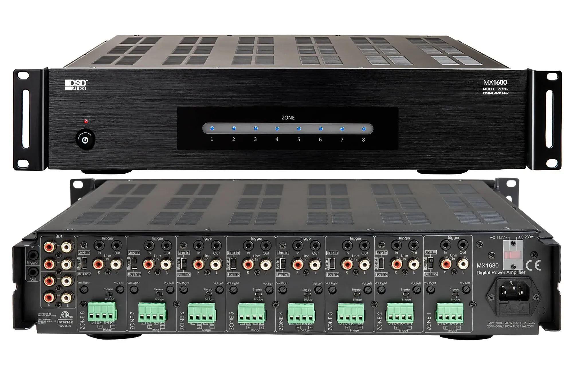 OSD MX1680 8 Zone 16 Channel 80W Multi-Channel Amp