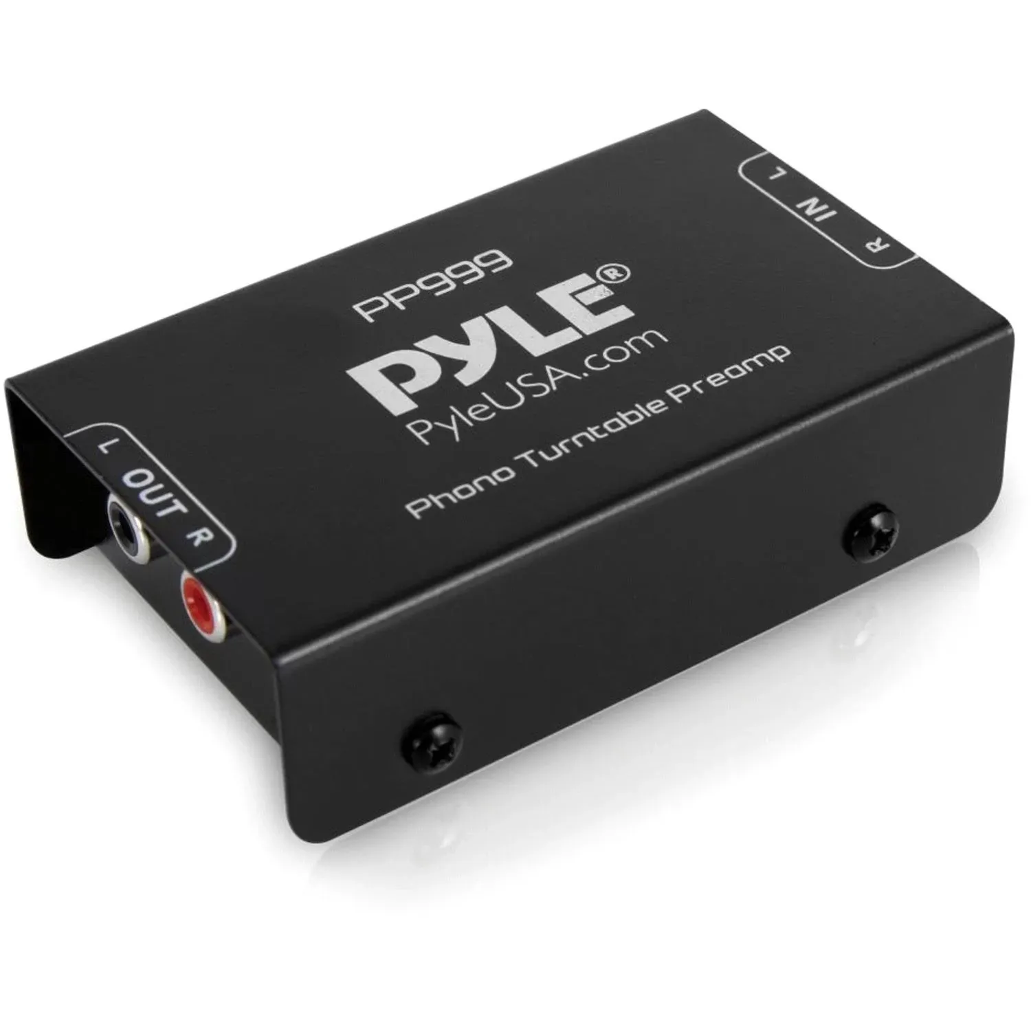 Pyle Phono Turntable Preamp - Mini Electronic Audio Stereo Phonograph Preamplifier with RCA Input, RCA Output & Low Noise Operation Powered by 12 Volt DC Adapter - PP999 , Black