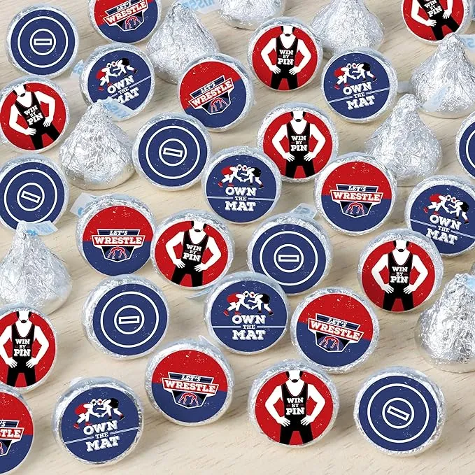 Own the Mat - Wrestling - Small Round Candy Stickers Party Favor Labels - 324 Ct