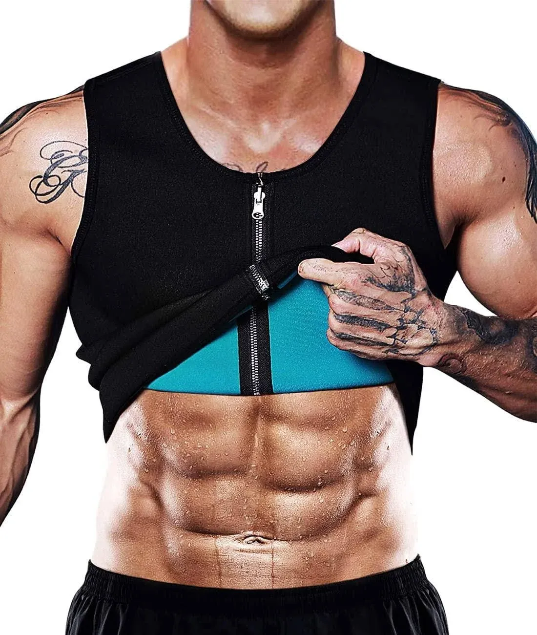 NonEcho Men Sauna Vest Hot Sweat Waist Trainer Corset Neoprene Tank Top Shapewear Slimming Shirt Workout Suit