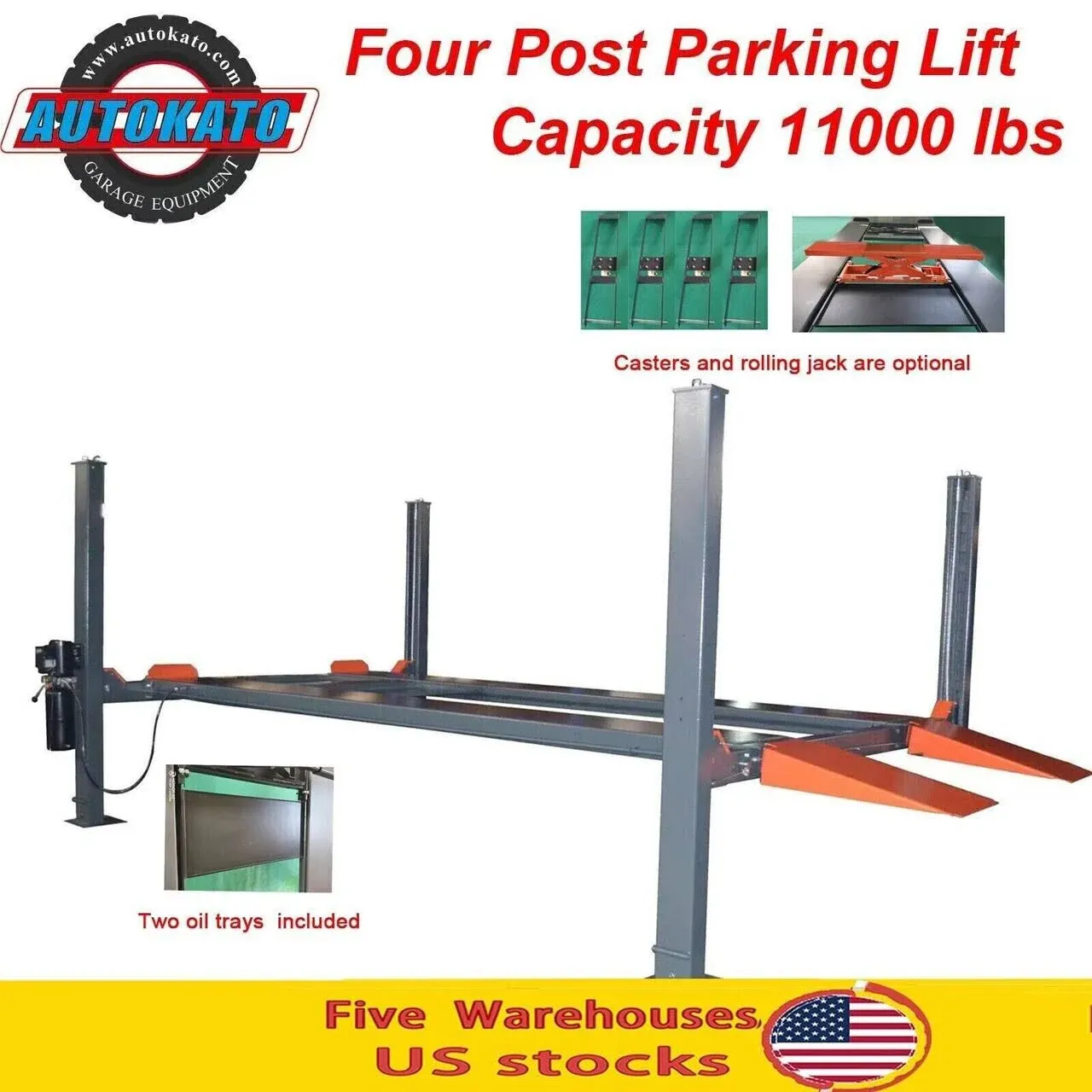 Katool KT-4H110, 4 Post Parking Lift 11,000lb