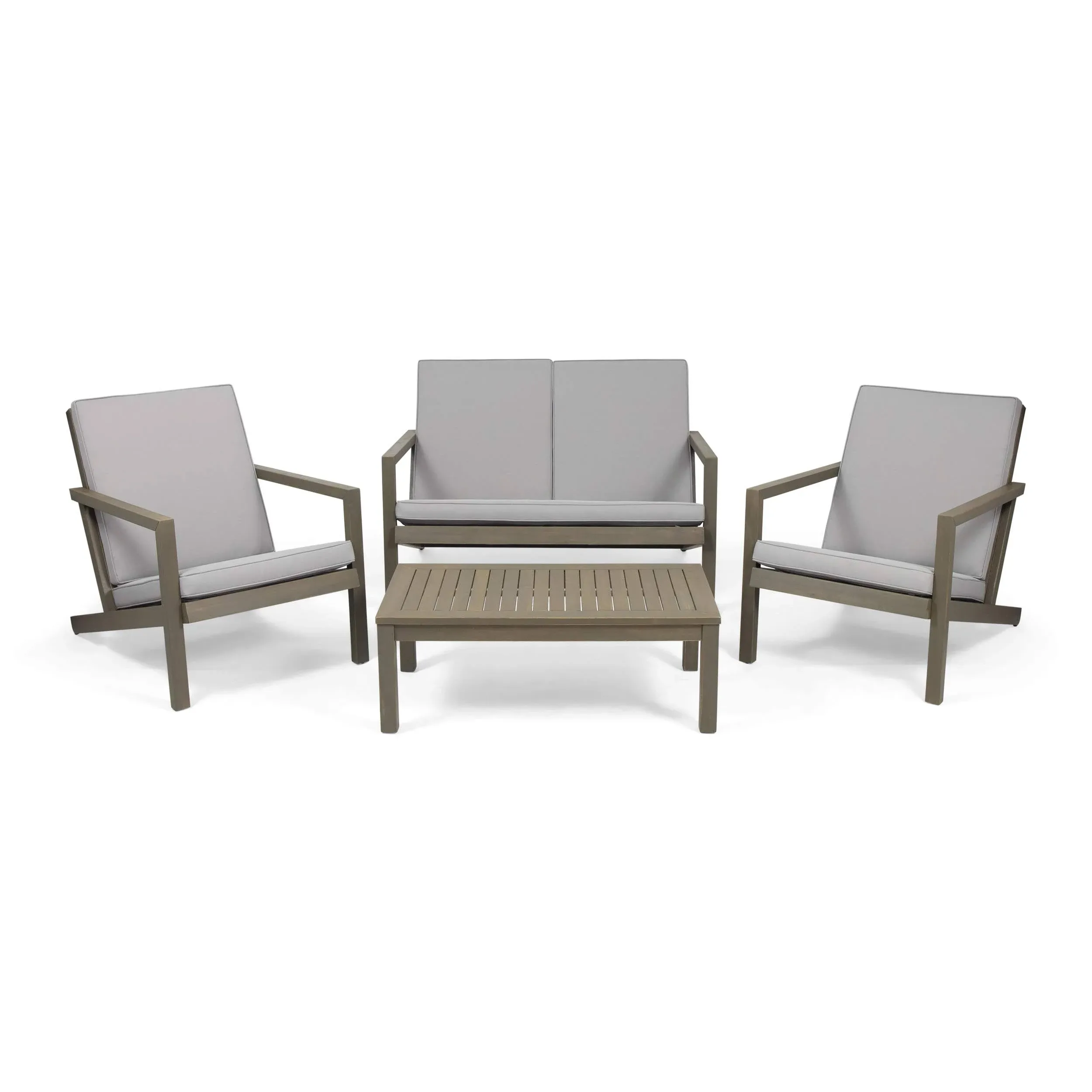 Camryn Outdoor 4 Seater Chat Set with Cushions, Gray