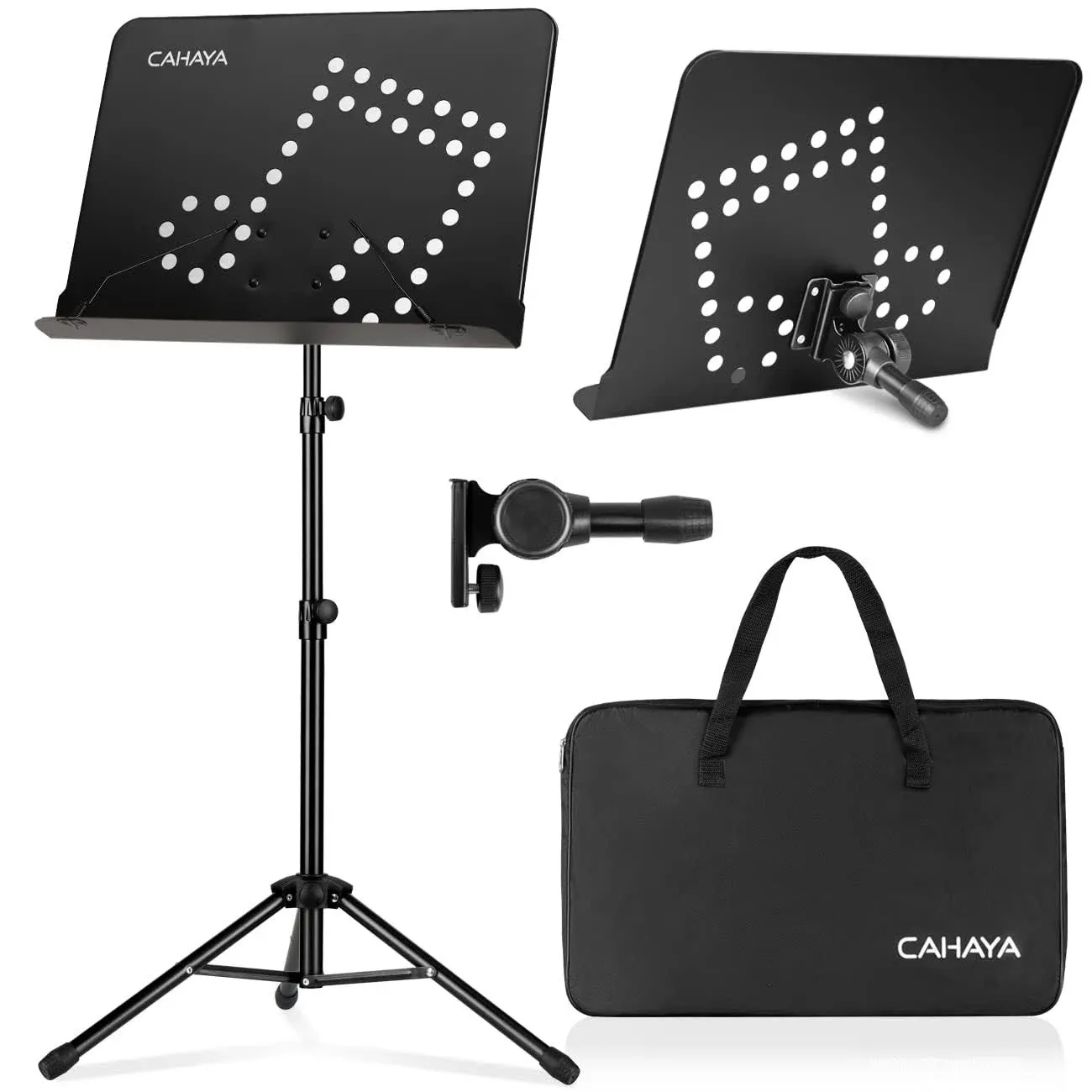 CAHAYA Portable Sheet Music Stand: 3 in 1 Dual-use Sheet Music Stand & Desktop Book Stand Adjustable 31.4–55.9 in with Book Stand Support, Carrying Bag