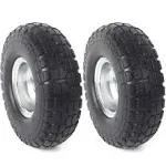 Premium 10-Inch Flat-Free Solid Rubber Tire Wheels 2-Pack - Heavy-Duty Constr...