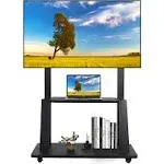 Rolling TV Stand with Wheels for 32-75 Inch Heavy-Duty Mobile TV Cart LCD LED OLED Flat Panel Screens Smartboard Holds up to 100lbs Portable TV Stand on Wheels with Shelf Height Ajustable