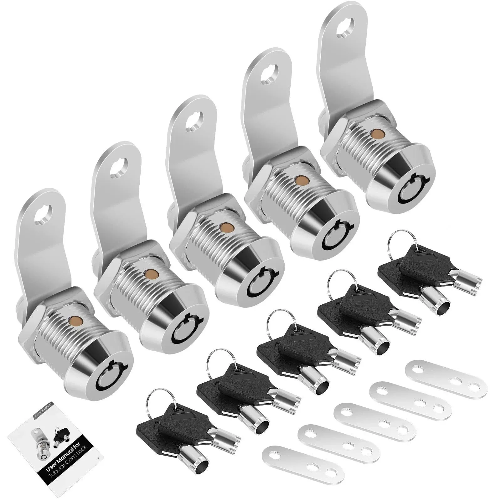 5 Pack Tool Box Lock with Keys 5/8&#034; Cabinet Lock Cam Lock Keyed Alike Toolbox...