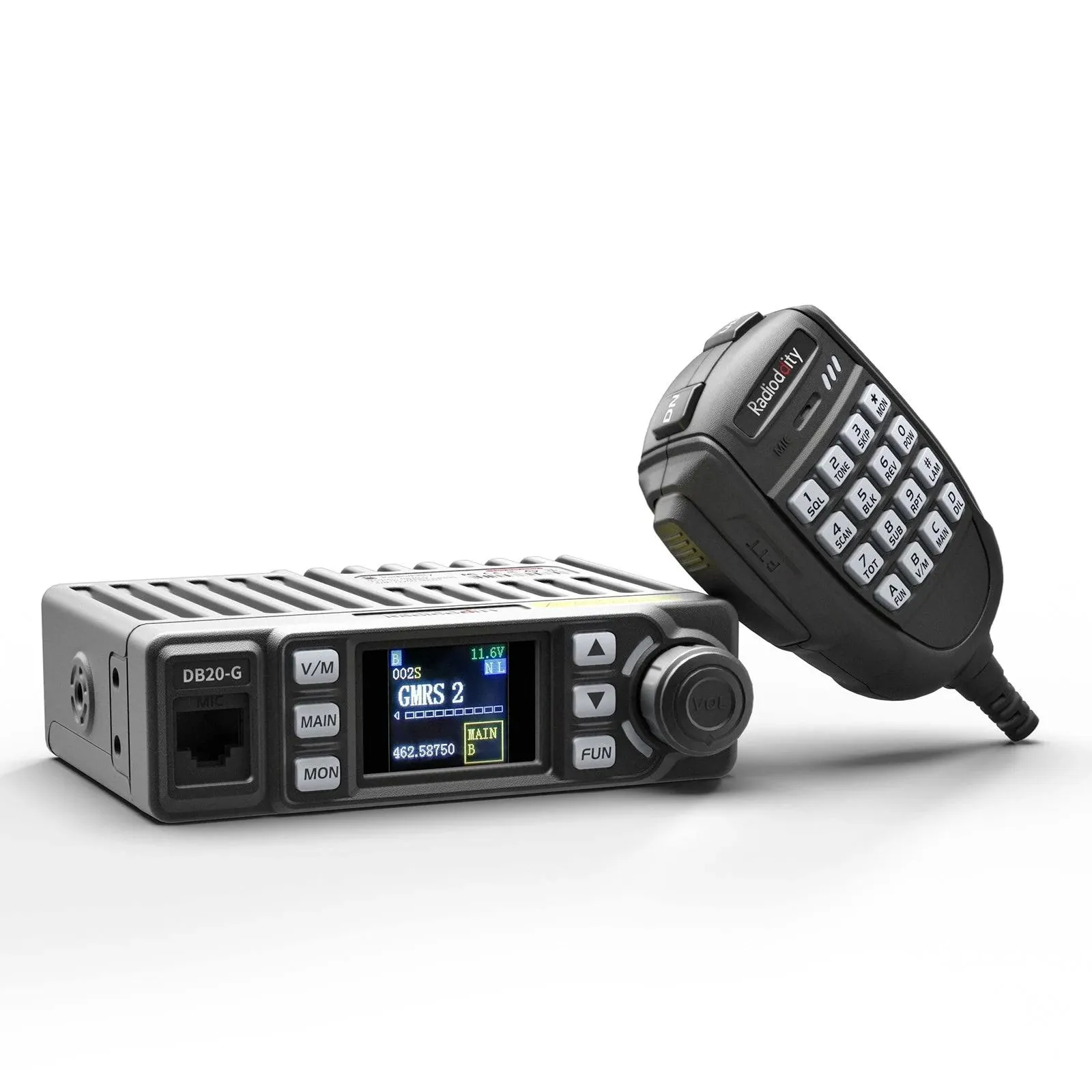 Radioddity DB20-G GMRS Mobile | 20W | 500 Channels | UHF VHF Scanner | Sync | Repeater Capable