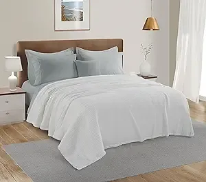 Blanket Queen Size Cotton for Queen Bed, 100% Cotton Waffle Blanket Queen, Full Blanket for Bed Full Size (90 X 90 Inches) Soft & Breathable Blanket, Dark Grey Full Size Bed Blanket