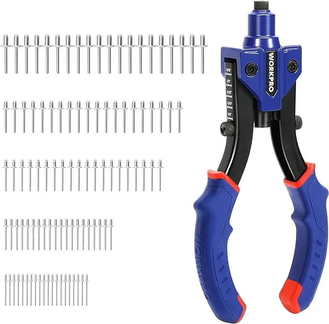 WORKPRO 10'' 5-in-1 Manual Rivet Gun Hand Riveter Set 3 Nosepieces w/100PC Rivet 820909759812 | eBay