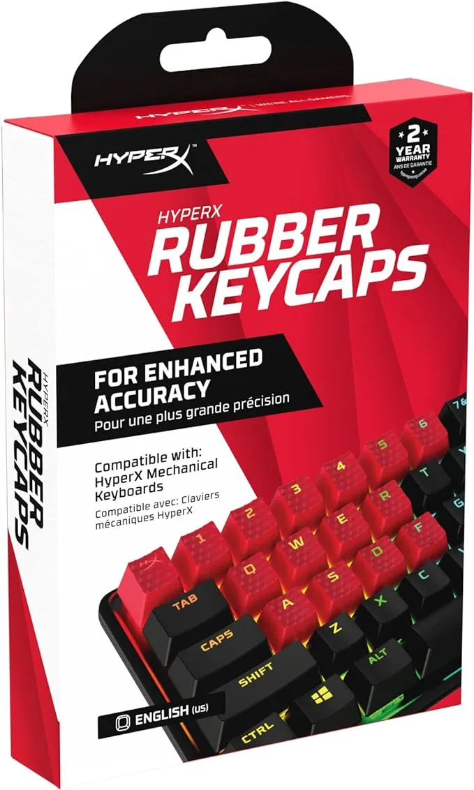 HyperX Rubber Keycaps - Gaming Accessory Kit - Red (US Layout)