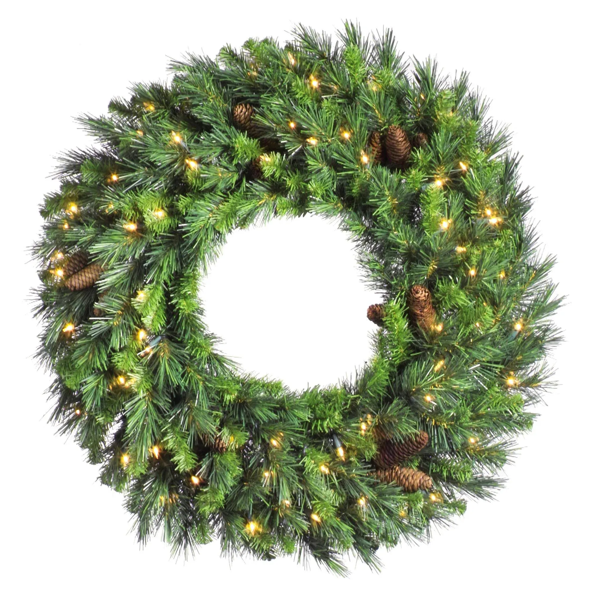 Vickerman 24 inch Cheyenne Pine Wreath 50 Warm White LED