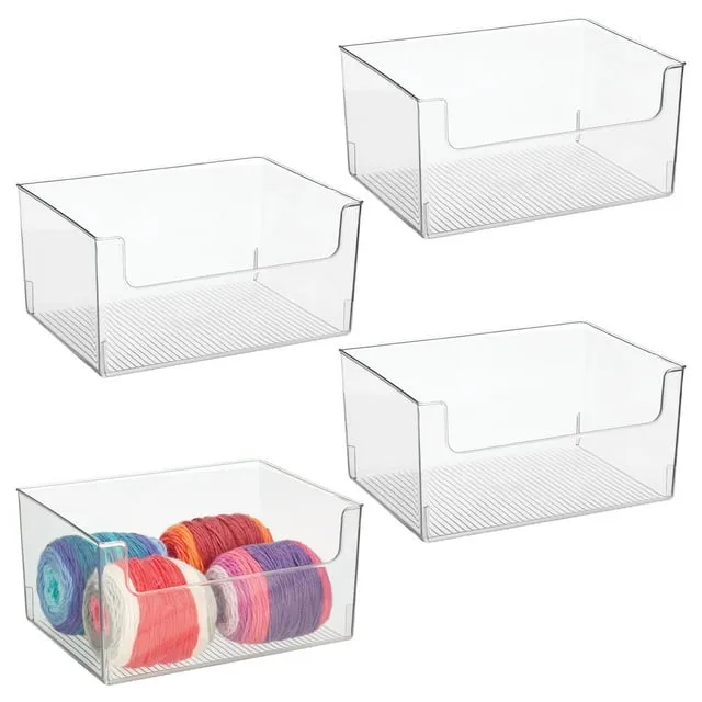 mDesign Household Plastic Storage Organizer Bin with Open Front mDesign