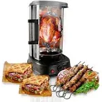 NutriChef Countertop Vertical Rotating Oven - Rotisserie Shawarma Machine, Kebob Machine, Stain Resistant & Energy Efficient W/ Heat Resistant Door, Includes Kebob Rack with 7 Skewers (PKRTVG34)