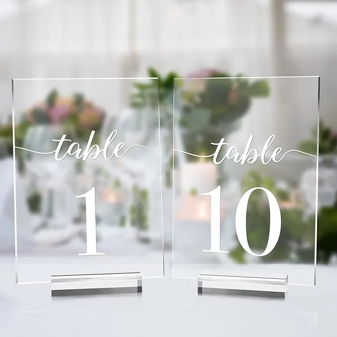 5x7 Inch Wedding Table Numbers Stands Jinmury Clear Acrylic Table Numbers Printed Calligraphy Font