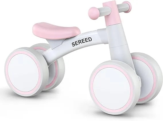 SEREED Baby Balance Bike for 1 Year Old Boys Girls 12-24 Month Toddler Balance Bike, 4 Wheels Toddler First Bike, First Birthday Gifts (Pink)