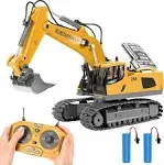 Remote Control Excavator Toys for Boys Turns 680-degree 2 Batteries Metal Sho...