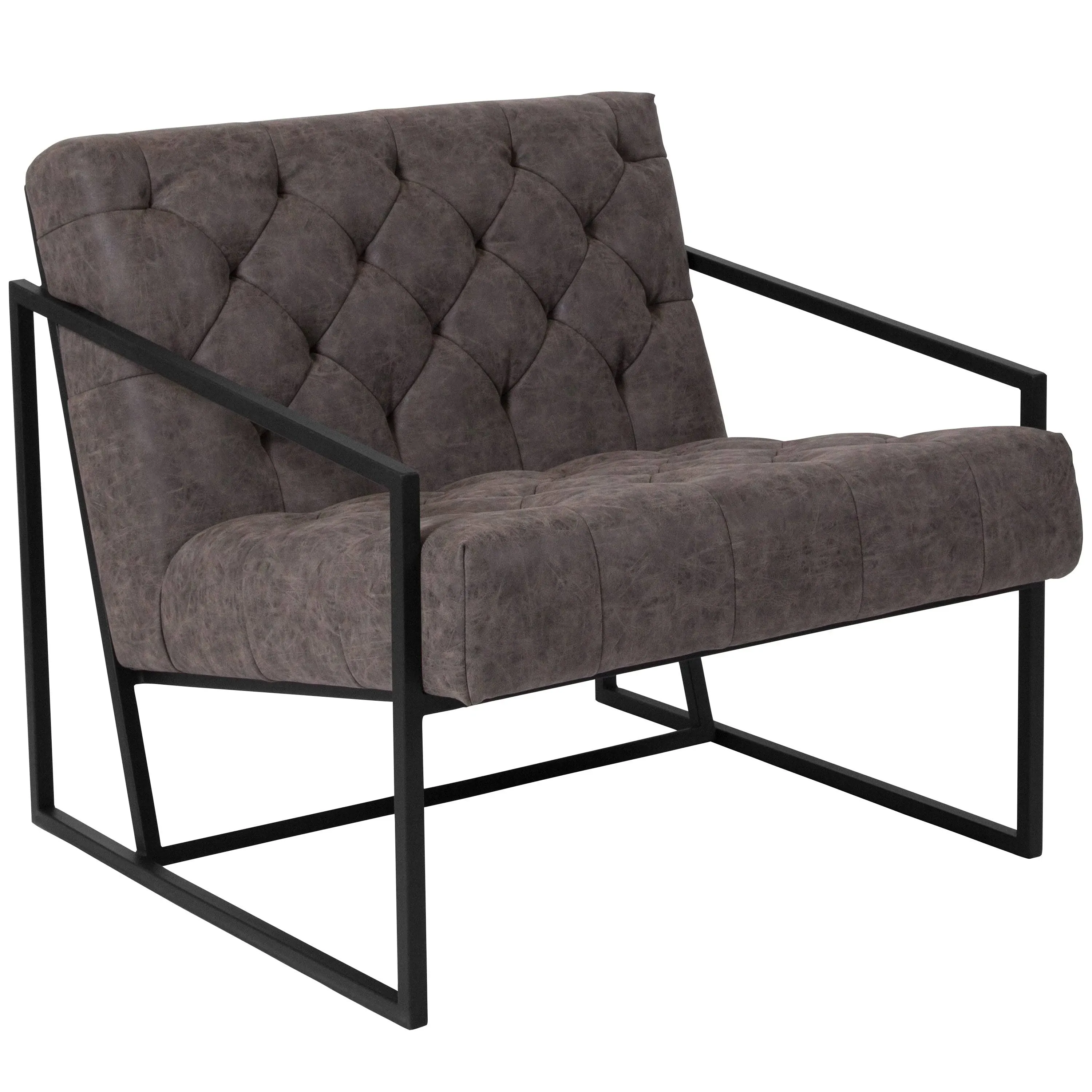 Hercules Madison Series Retro Gray Leather Tufted Lounge Chair