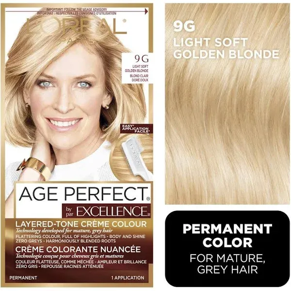 L'Oreal Paris ExcellenceAge Perfect Layered Tone Flattering Color, 9G Light Soft Golden Blonde